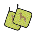 Italian Greyhound Checkerboard Green Pot Holder Set of 2 Heat Resistant Quilted Hot Pads 7.5 x 7.5 Inch, Insulated Kitchen Trivets for Cooking & Baking