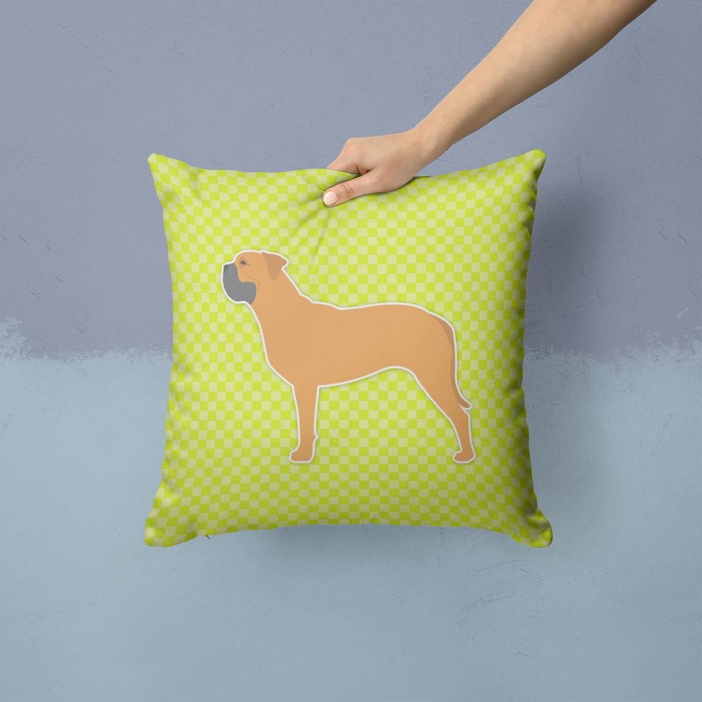 Bullmastiff Checkerboard Green Decorative Throw Pillow 14x14 Indoor Outdoor Accent Cushion, Fabric Cover with Insert for Sofa, Bed, Porch & Living Room