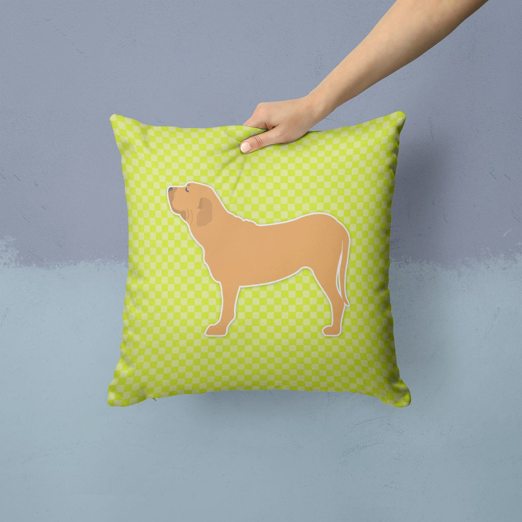 Fila Brasileiro Checkerboard Green Decorative Throw Pillow 14x14 Indoor Outdoor Accent Cushion, Fabric Cover with Insert for Sofa, Bed, Porch & Living Room