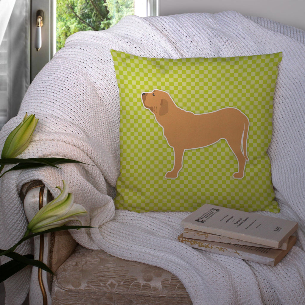 Fila Brasileiro Checkerboard Green Decorative Throw Pillow 14x14 Indoor Outdoor Accent Cushion, Fabric Cover with Insert for Sofa, Bed, Porch & Living Room