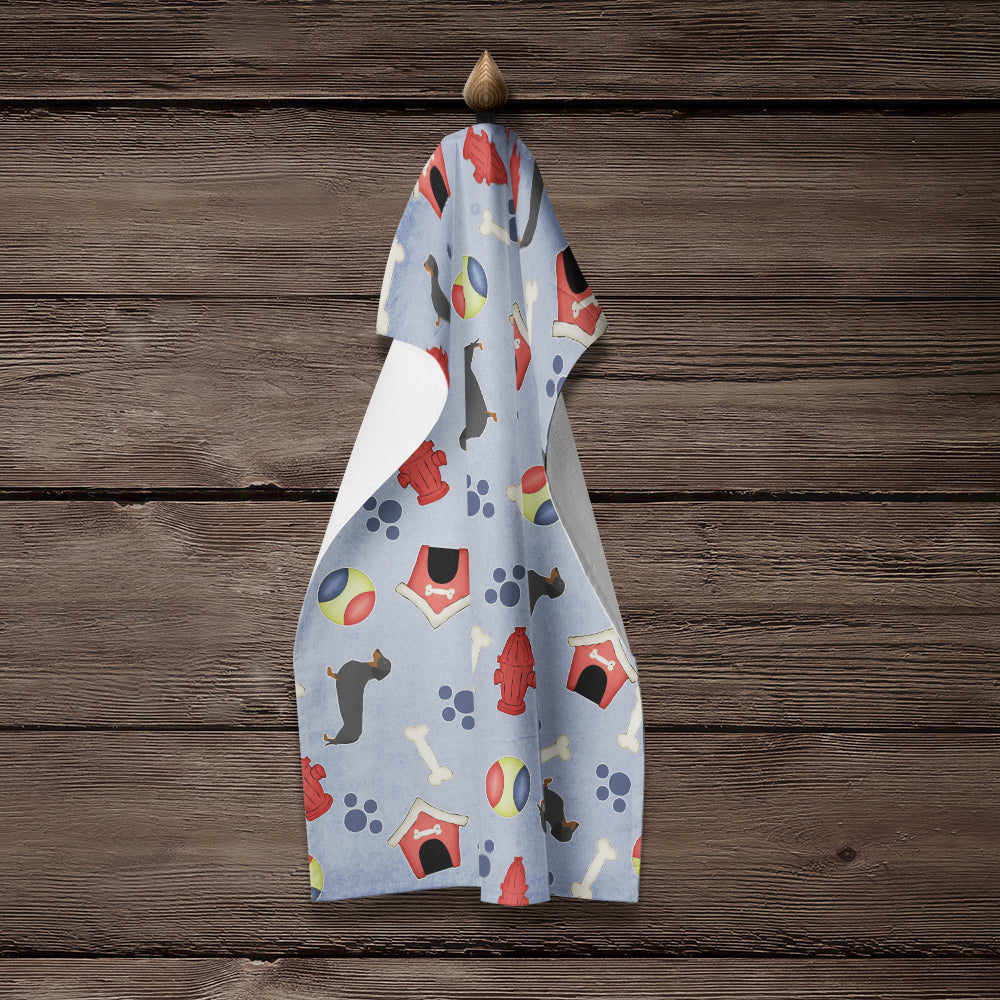 Dachshund Dog House Collection Kitchen Towel Velour Plush Front and Cotton Loop Back Machine Washable