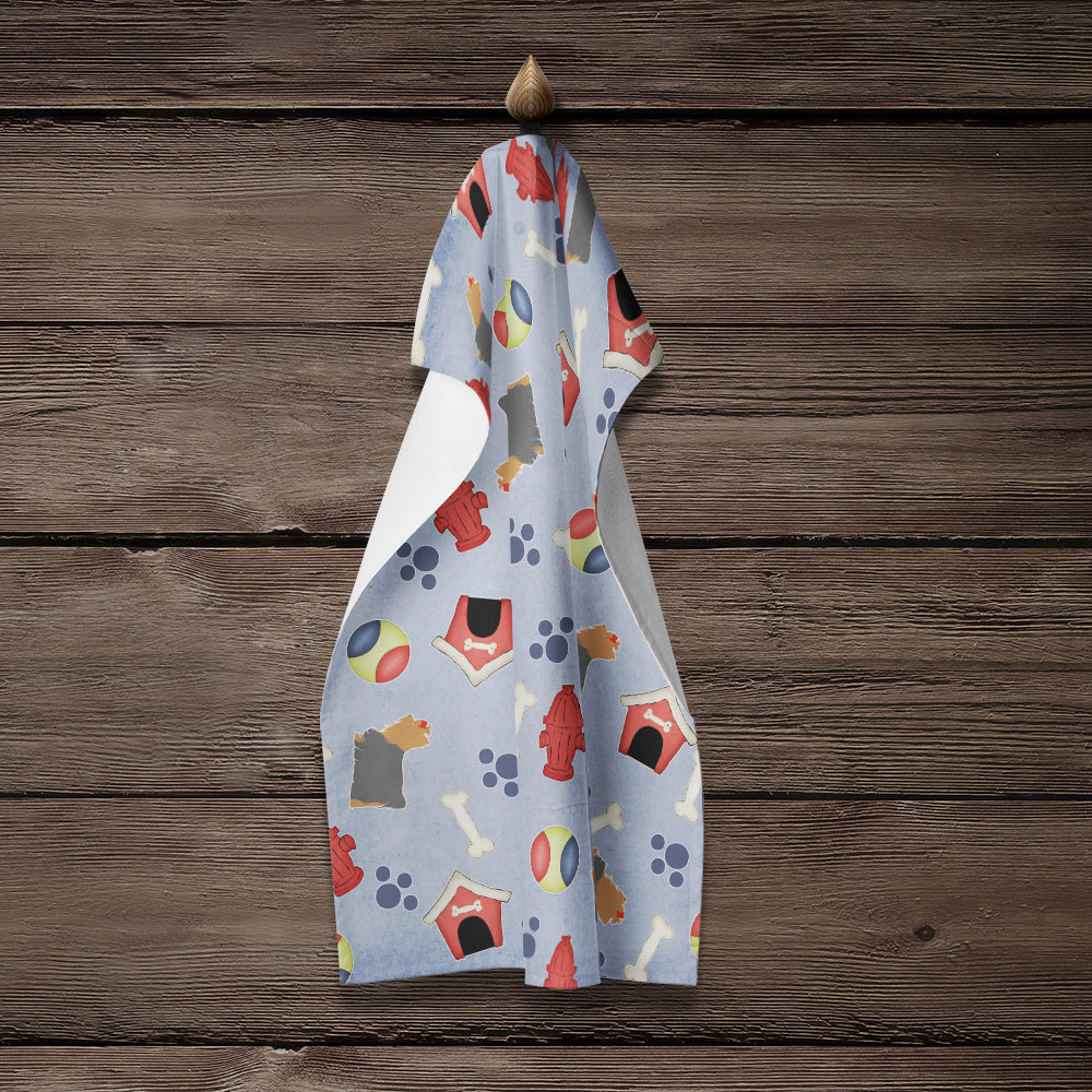 Yorkshire Terrier Yorkie Dog House Collection Kitchen Towel Velour Plush Front and Cotton Loop Back Machine Washable