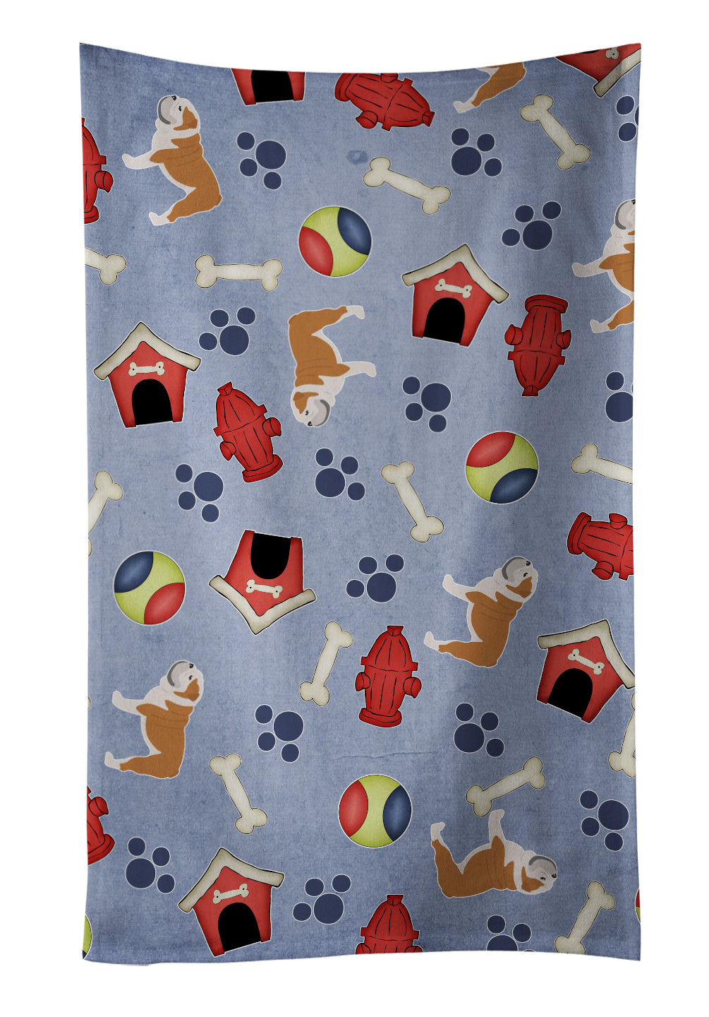 English Bulldog Dog House Collection Kitchen Towel Velour Plush Front and Cotton Loop Back Machine Washable