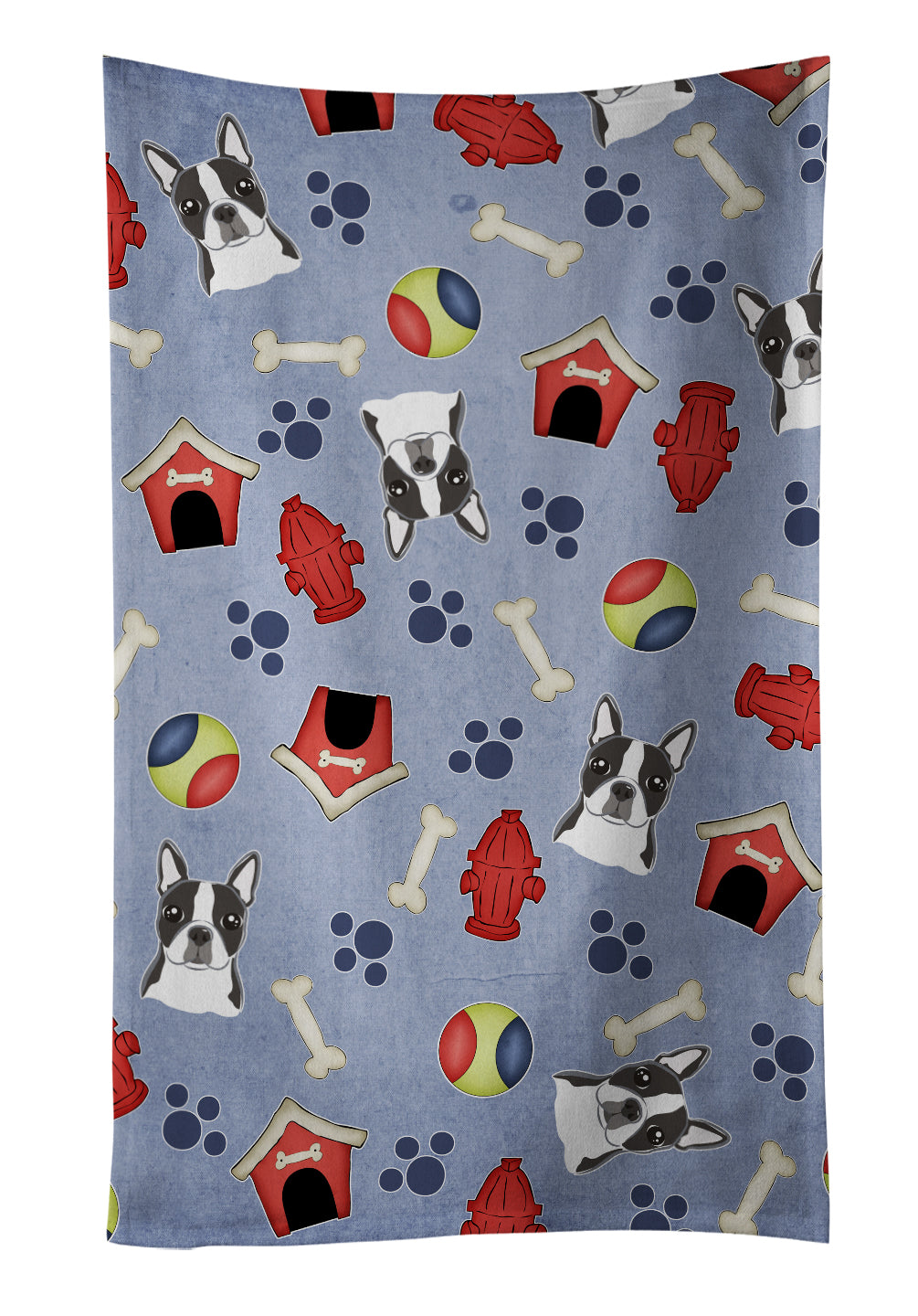 Dog House Collection Boston Terrier Kitchen Towel Velour Plush Front and Cotton Loop Back Machine Washable