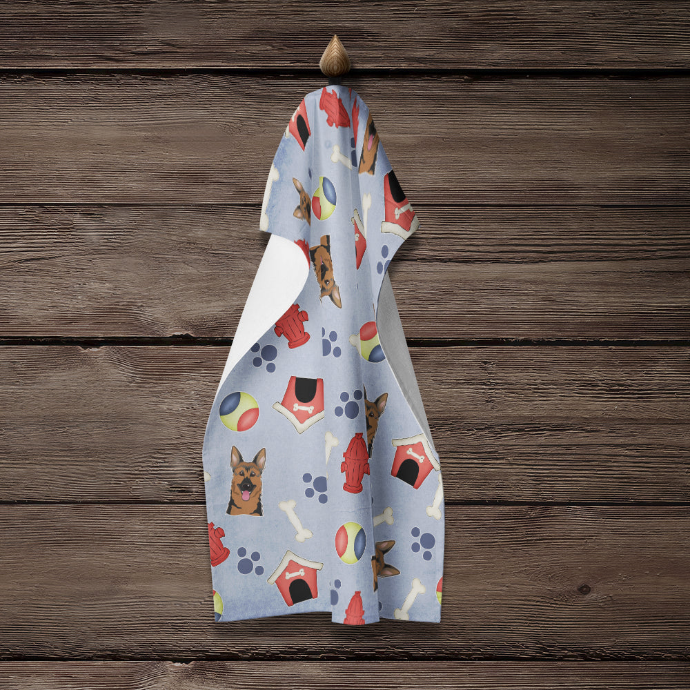 Dog House Collection German Shepherd Kitchen Towel Velour Plush Front and Cotton Loop Back Machine Washable