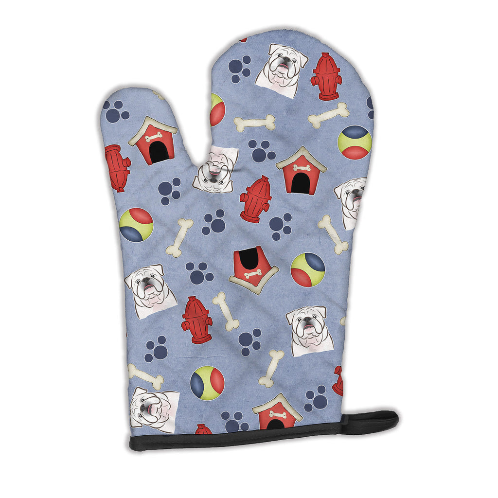 Dog House Collection White English Bulldog  Oven Mitt Heat Resistant Thick Oven Mitt for Hot Pans and Oven, Kitchen Mitt Protect Hands, Cooking Baking Glove
