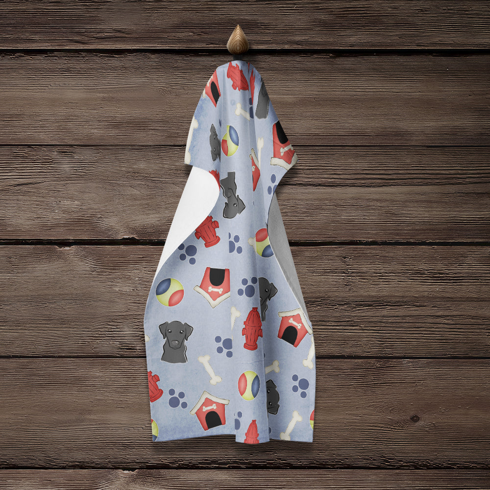 Dog House Collection Black Labrador Kitchen Towel Velour Plush Front and Cotton Loop Back Machine Washable