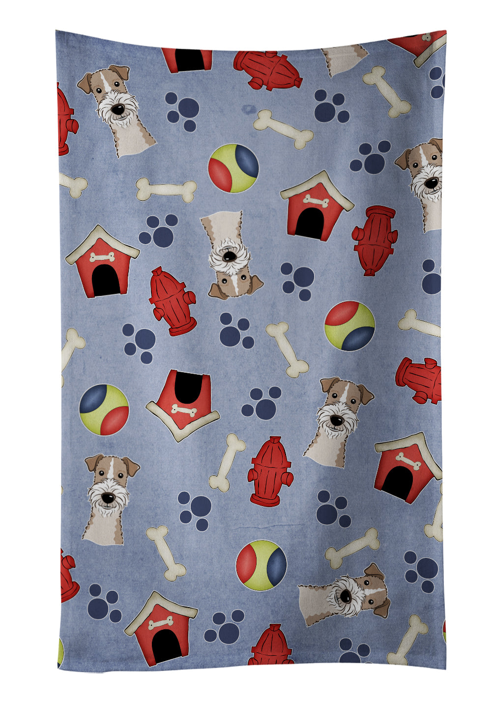 Dog House Collection Wire Haired Fox Terrier Kitchen Towel Velour Plush Front and Cotton Loop Back Machine Washable