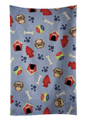 Dog House Collection Chocolate Brown Shih Tzu Kitchen Towel Velour Plush Front and Cotton Loop Back Machine Washable