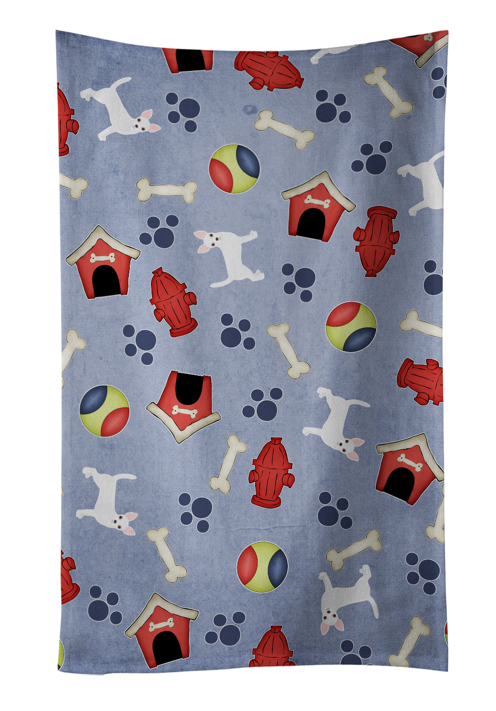 Dog House Collection White Chihuahua Kitchen Towel Velour Plush Front and Cotton Loop Back Machine Washable