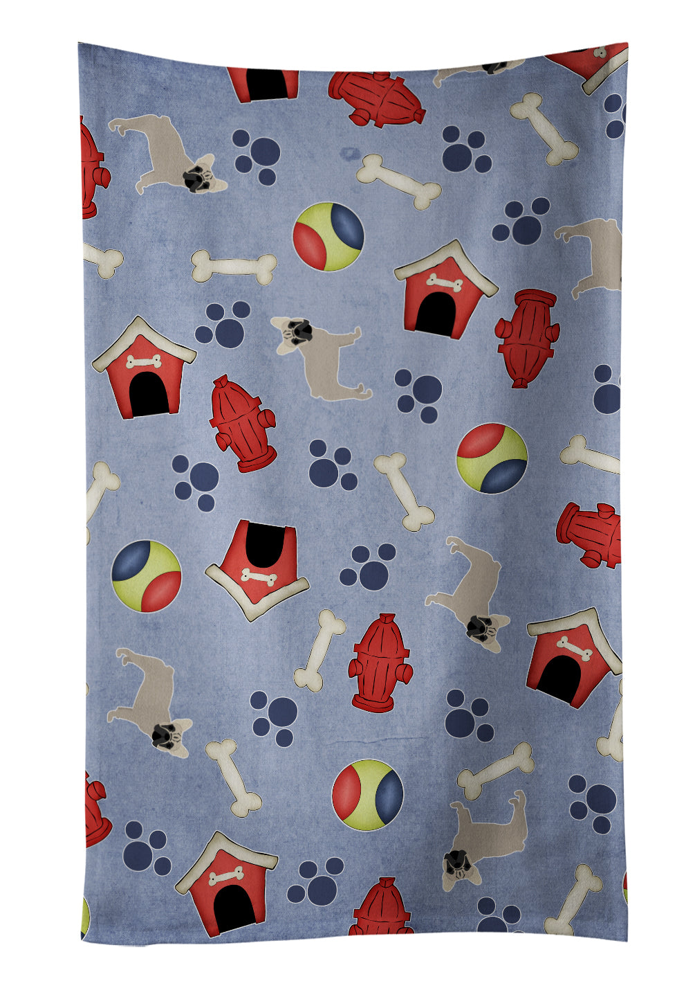 Dog House Collection French Bulldog Kitchen Towel Velour Plush Front and Cotton Loop Back Machine Washable