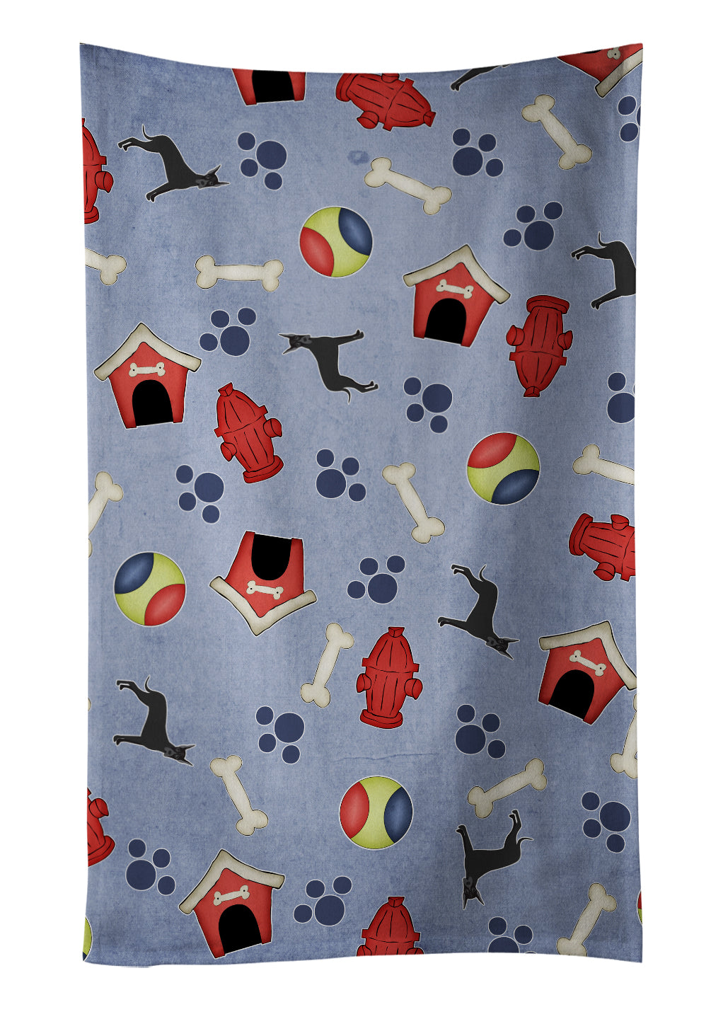 Dog House Collection Black Cropped Great Dane Kitchen Towel Velour Plush Front and Cotton Loop Back Machine Washable