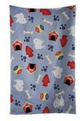 Dog House Collection White Pomeranian Kitchen Towel Velour Plush Front and Cotton Loop Back Machine Washable