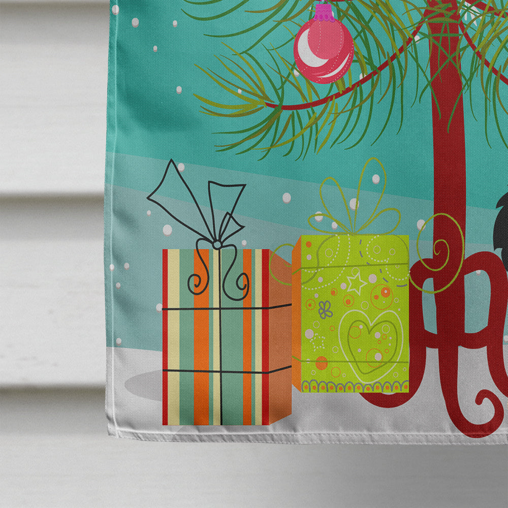Merry Christmas Tree Russo-European Laika Spitz House Flag 28x40 Porch Sleeve Pole Decorative Outside Yard Banner Artwork Wall Hanging, Polyester
