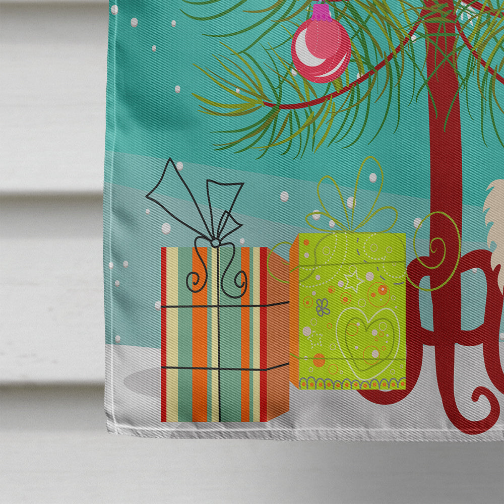 Merry Christmas Tree White German Shepherd House Flag 28x40 Porch Sleeve Pole Decorative Outside Yard Banner Artwork Wall Hanging, Polyester