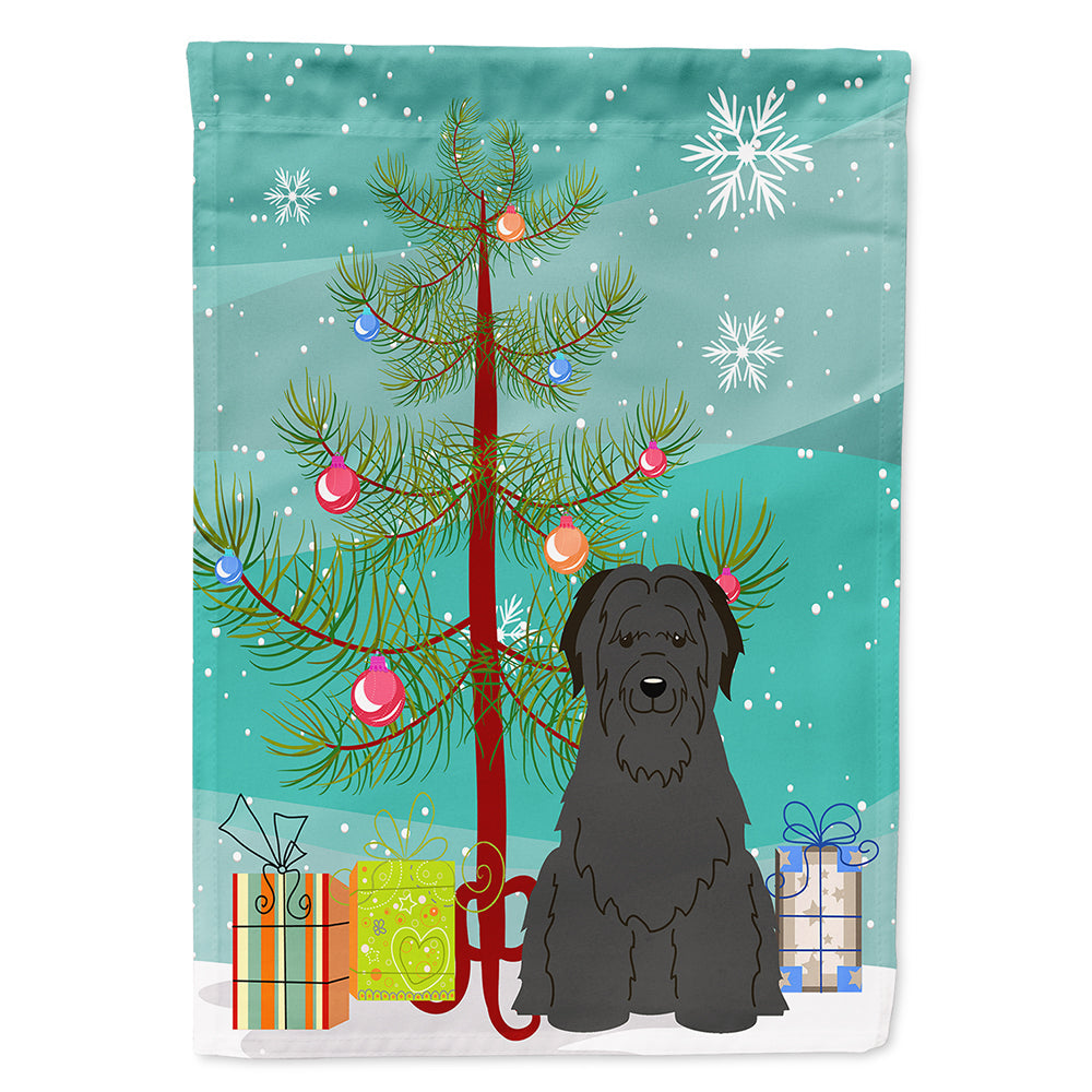 Merry Christmas Tree Briard Black House Flag 28x40 Porch Sleeve Pole Decorative Outside Yard Banner Artwork Wall Hanging, Polyester