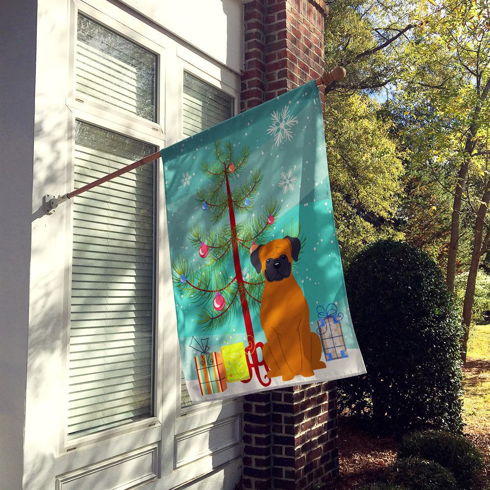 Merry Christmas Tree Fawn Boxer House Flag 28x40 Porch Sleeve Pole Decorative Outside Yard Banner Artwork Wall Hanging, Polyester