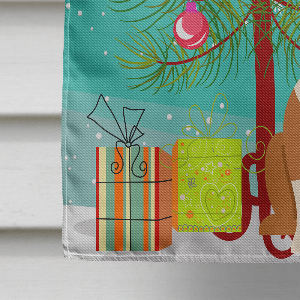 Merry Christmas Tree English Bulldog Fawn White House Flag 28x40 Porch Sleeve Pole Decorative Outside Yard Banner Artwork Wall Hanging, Polyester