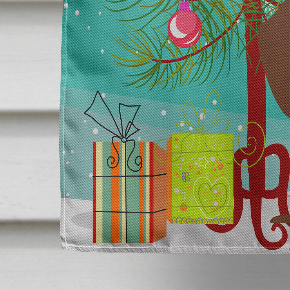 Merry Christmas Tree Dachshund Red Brown House Flag 28x40 Porch Sleeve Pole Decorative Outside Yard Banner Artwork Wall Hanging, Polyester
