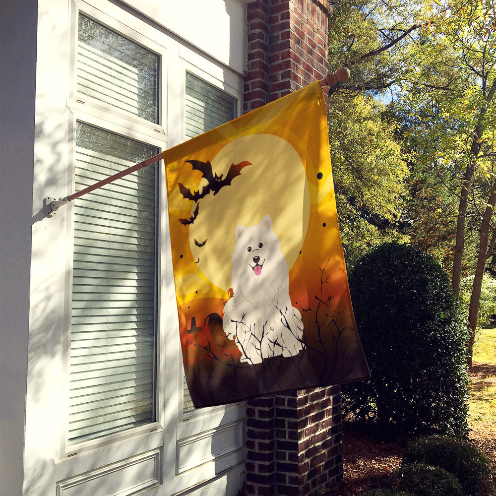 Halloween Samoyed House Flag 28x40 Porch Sleeve Pole Decorative Outside Yard Banner Artwork Wall Hanging, Polyester