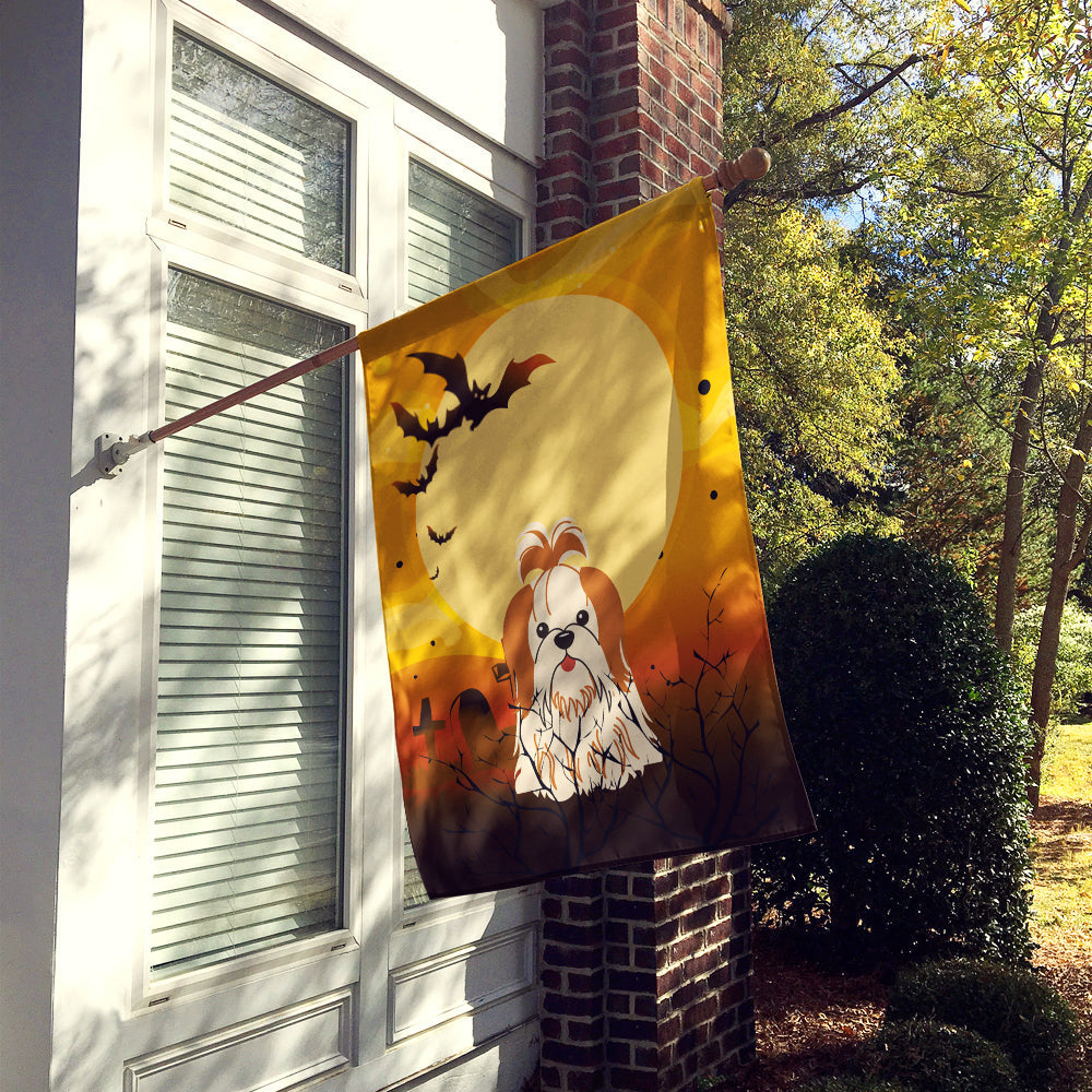 Halloween Shih Tzu Red White House Flag 28x40 Porch Sleeve Pole Decorative Outside Yard Banner Artwork Wall Hanging, Polyester