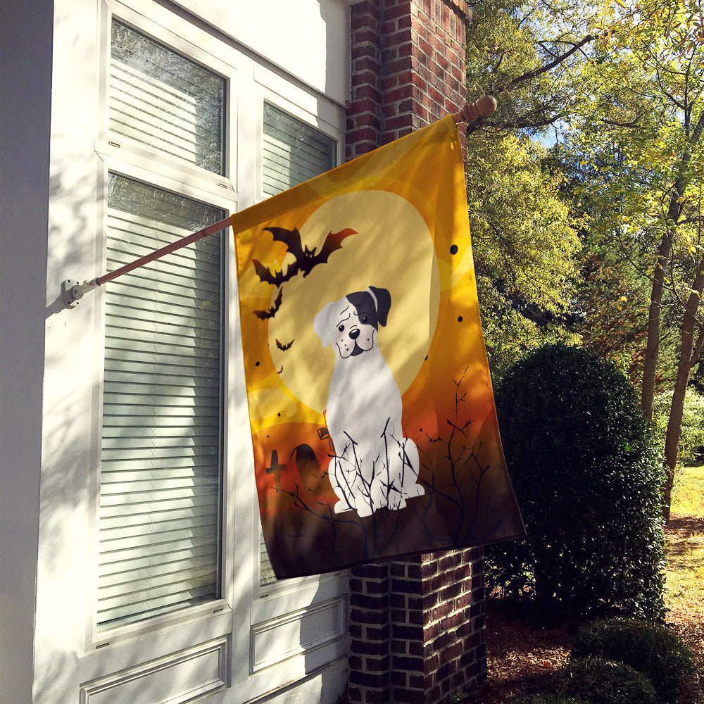 Halloween White Boxer Cooper House Flag 28x40 Porch Sleeve Pole Decorative Outside Yard Banner Artwork Wall Hanging, Polyester