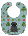 Christmas Pug Black Baby Bib Easy-Clean Baby Bib Baby Feeding Accessory Baby Mealtime Essential, 10 x 13, Multicolor