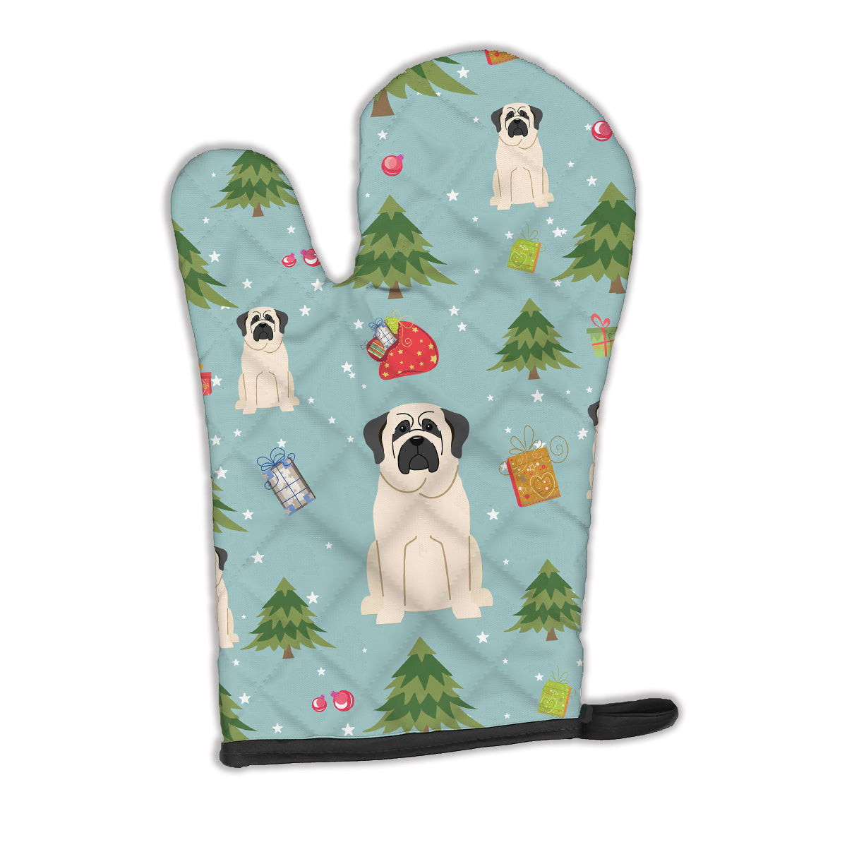 Christmas Mastiff White Oven Mitt Heat Resistant Thick Oven Mitt for Hot Pans and Oven, Kitchen Mitt Protect Hands, Cooking Baking Glove