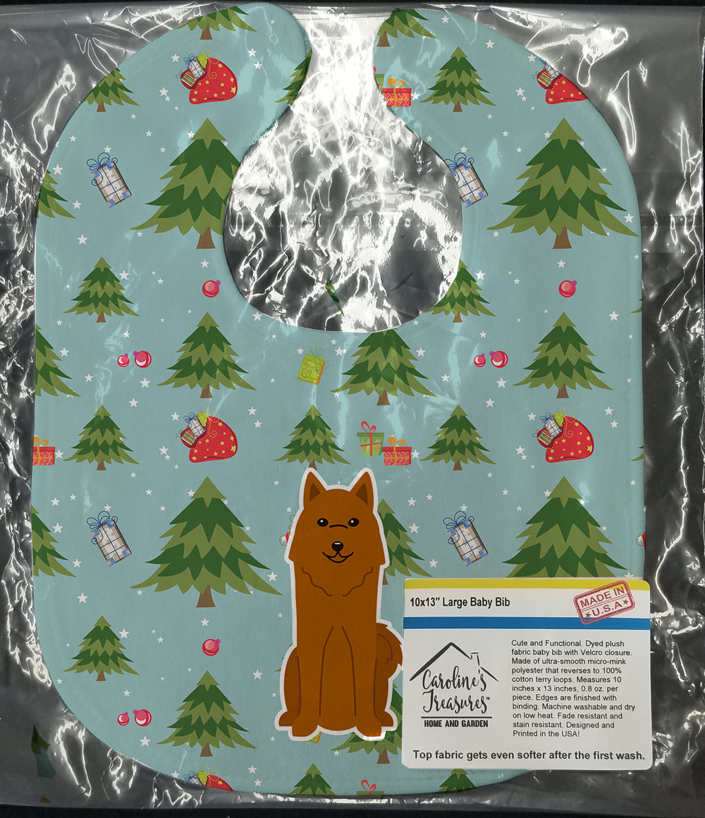 Christmas Karelian Bear Dog Baby Bib Easy-Clean Baby Bib Baby Feeding Accessory Baby Mealtime Essential, 10 x 13, Multicolor