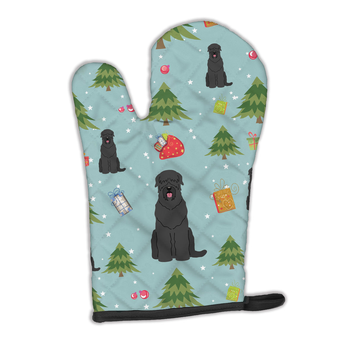 Christmas Black Russian Terrier Oven Mitt Heat Resistant Thick Oven Mitt for Hot Pans and Oven, Kitchen Mitt Protect Hands, Cooking Baking Glove