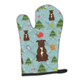 Christmas Staffordshire Bull Terrier Chocolate Oven Mitt Heat Resistant Thick Oven Mitt for Hot Pans and Oven, Kitchen Mitt Protect Hands, Cooking Baking Glove