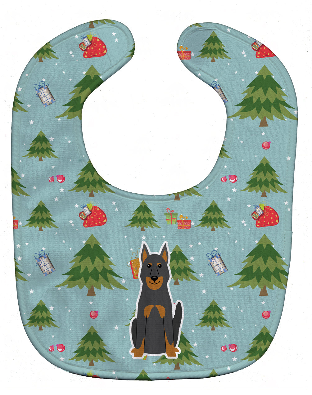 Christmas Beauce Shepherd Dog Baby Bib Easy-Clean Baby Bib Baby Feeding Accessory Baby Mealtime Essential, 10 x 13, Multicolor