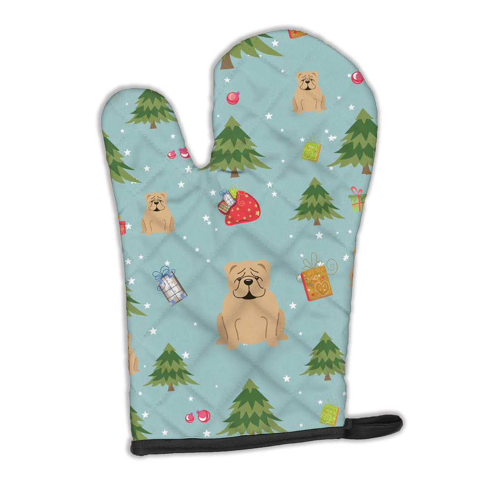 Christmas English Bulldog Fawn Oven Mitt Heat Resistant Thick Oven Mitt for Hot Pans and Oven, Kitchen Mitt Protect Hands, Cooking Baking Glove