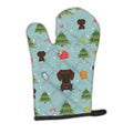 Christmas Wire Haired Dachshund Chocolate Oven Mitt Heat Resistant Thick Oven Mitt for Hot Pans and Oven, Kitchen Mitt Protect Hands, Cooking Baking Glove