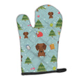 Christmas Dachshund Red Brown Oven Mitt Heat Resistant Thick Oven Mitt for Hot Pans and Oven, Kitchen Mitt Protect Hands, Cooking Baking Glove