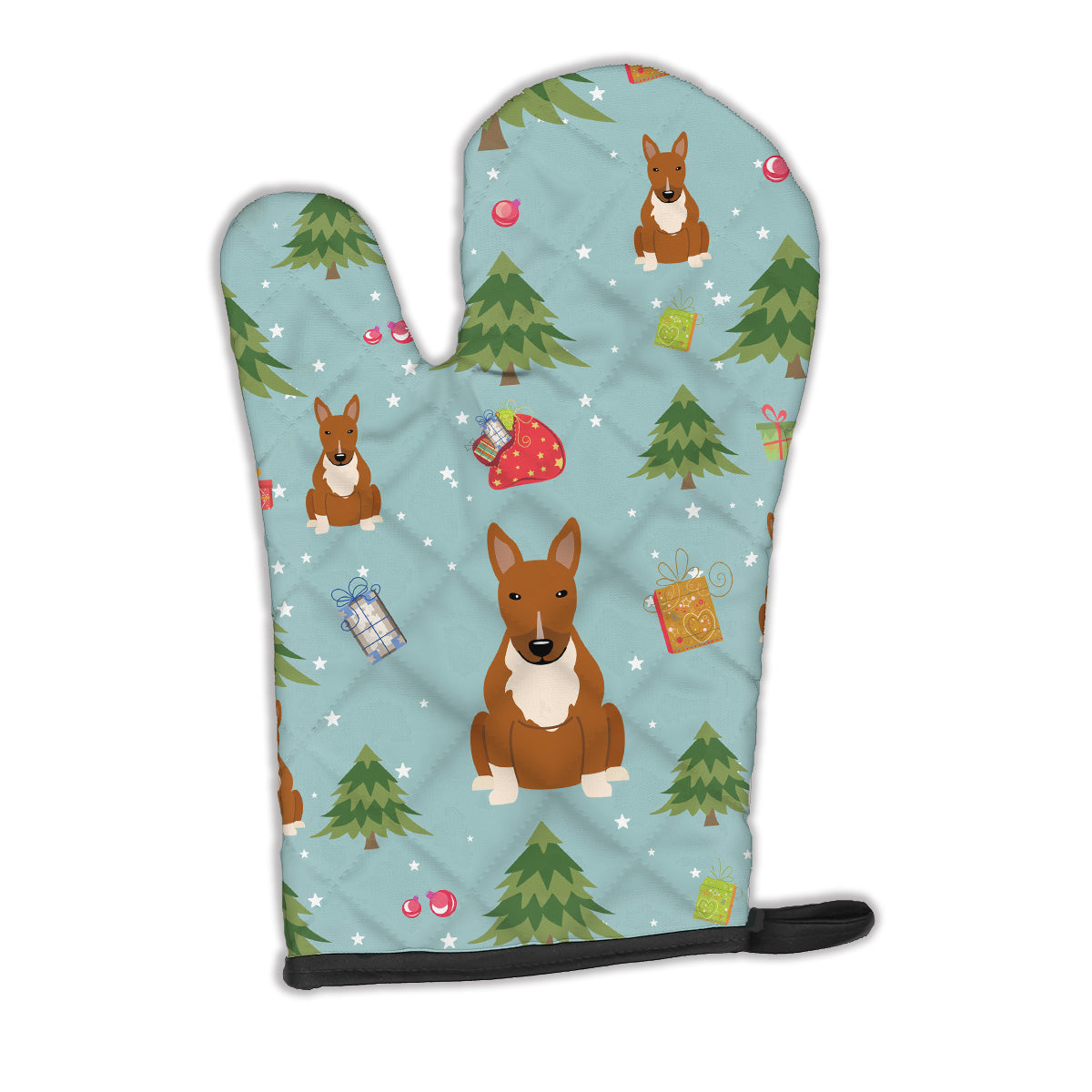Christmas Bull Terrier Red Oven Mitt Heat Resistant Thick Oven Mitt for Hot Pans and Oven, Kitchen Mitt Protect Hands, Cooking Baking Glove