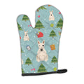 Christmas Bull Terrier White Oven Mitt Heat Resistant Thick Oven Mitt for Hot Pans and Oven, Kitchen Mitt Protect Hands, Cooking Baking Glove