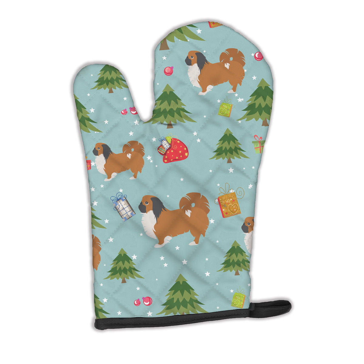 Christmas Pekingese Oven Mitt Heat Resistant Thick Oven Mitt for Hot Pans and Oven, Kitchen Mitt Protect Hands, Cooking Baking Glove
