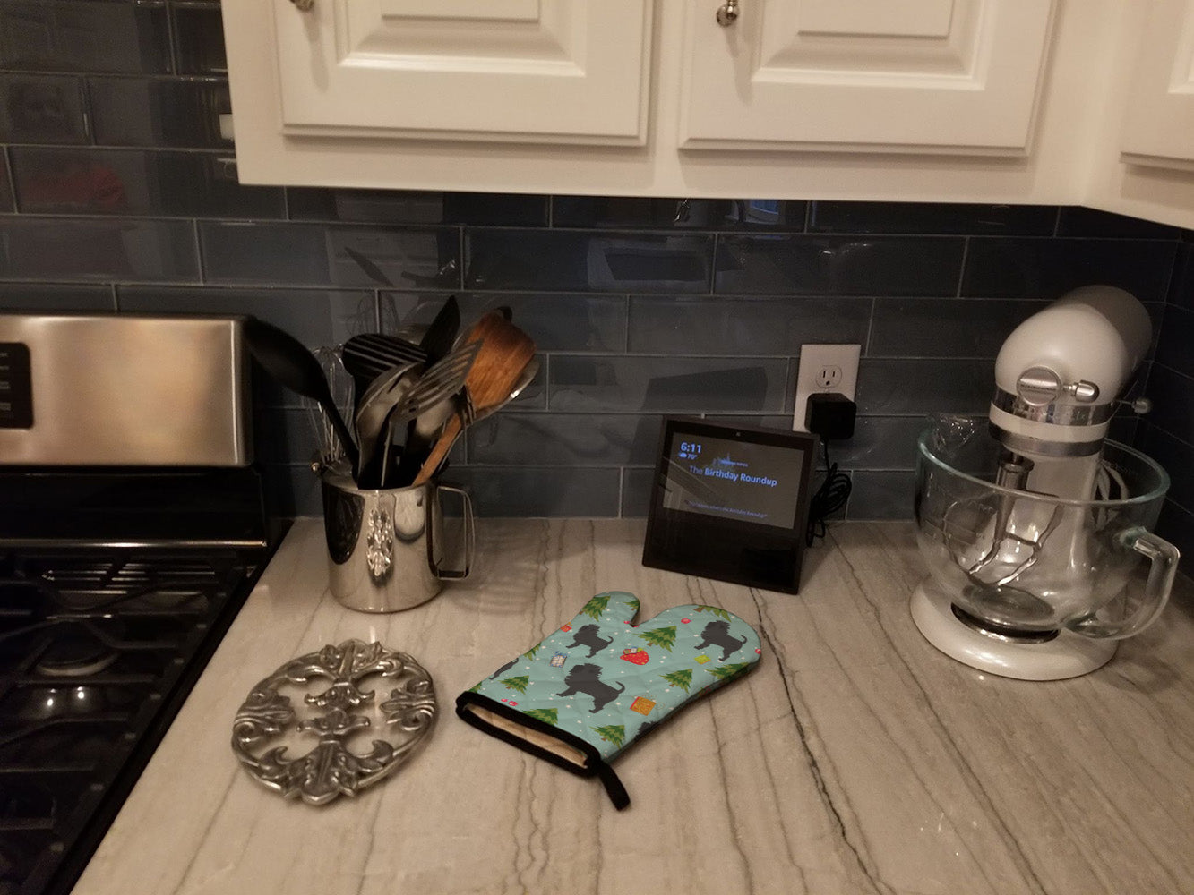 Christmas Affenpinscher Oven Mitt Heat Resistant Thick Oven Mitt for Hot Pans and Oven, Kitchen Mitt Protect Hands, Cooking Baking Glove