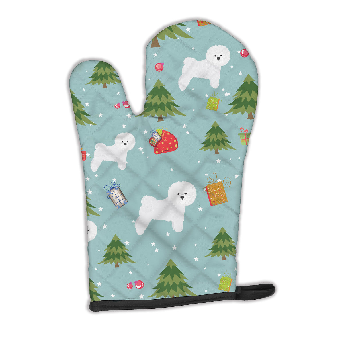 Christmas Bichon Frise Oven Mitt Heat Resistant Thick Oven Mitt for Hot Pans and Oven, Kitchen Mitt Protect Hands, Cooking Baking Glove