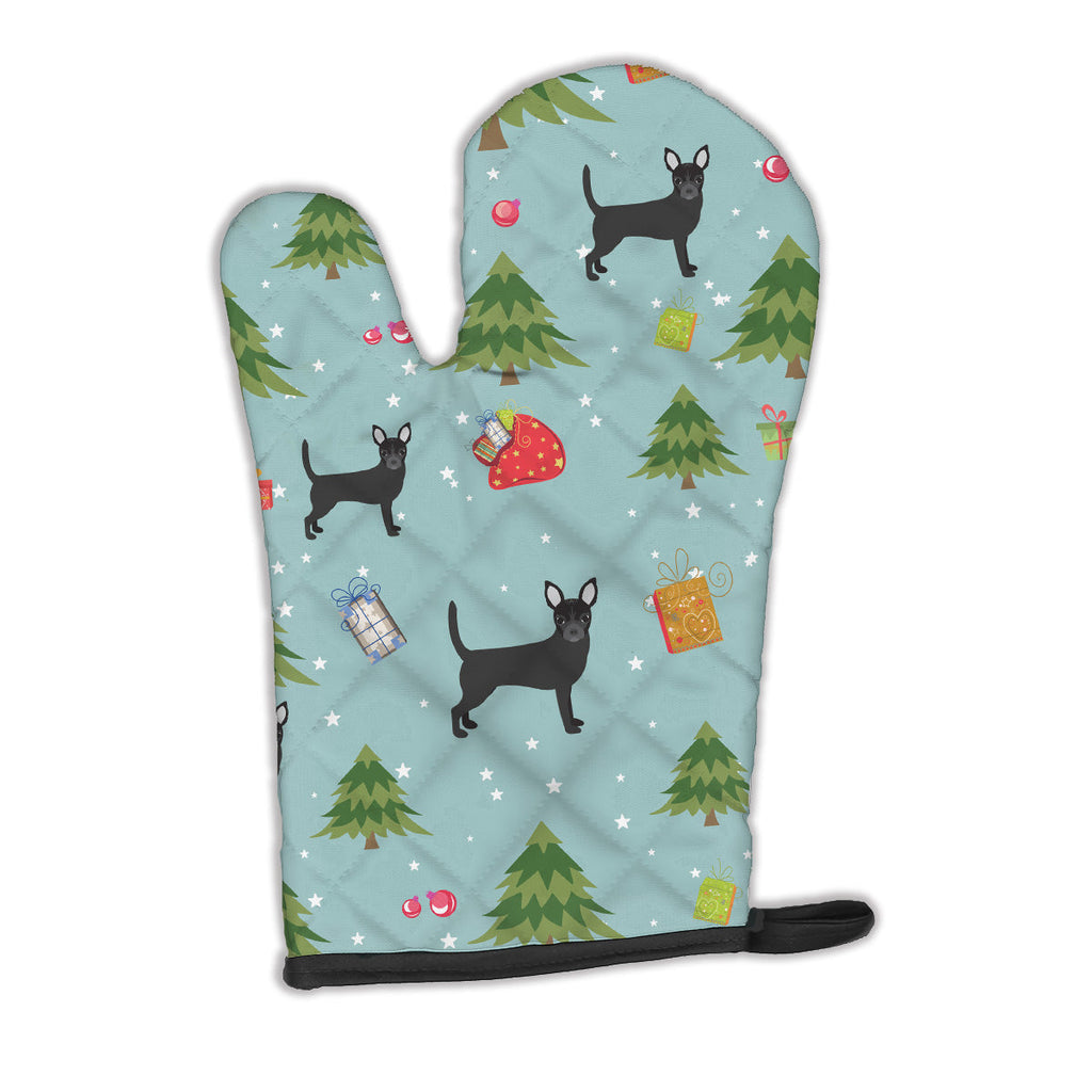 Christmas Black Chihuahua Oven Mitt Heat Resistant Thick Oven Mitt for Hot Pans and Oven, Kitchen Mitt Protect Hands, Cooking Baking Glove