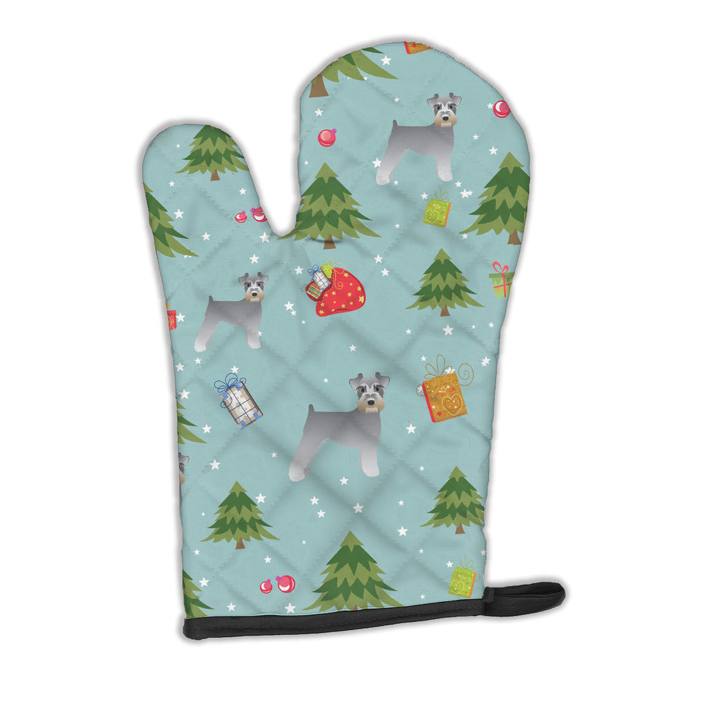 Christmas Schnauzer Oven Mitt Heat Resistant Thick Oven Mitt for Hot Pans and Oven, Kitchen Mitt Protect Hands, Cooking Baking Glove