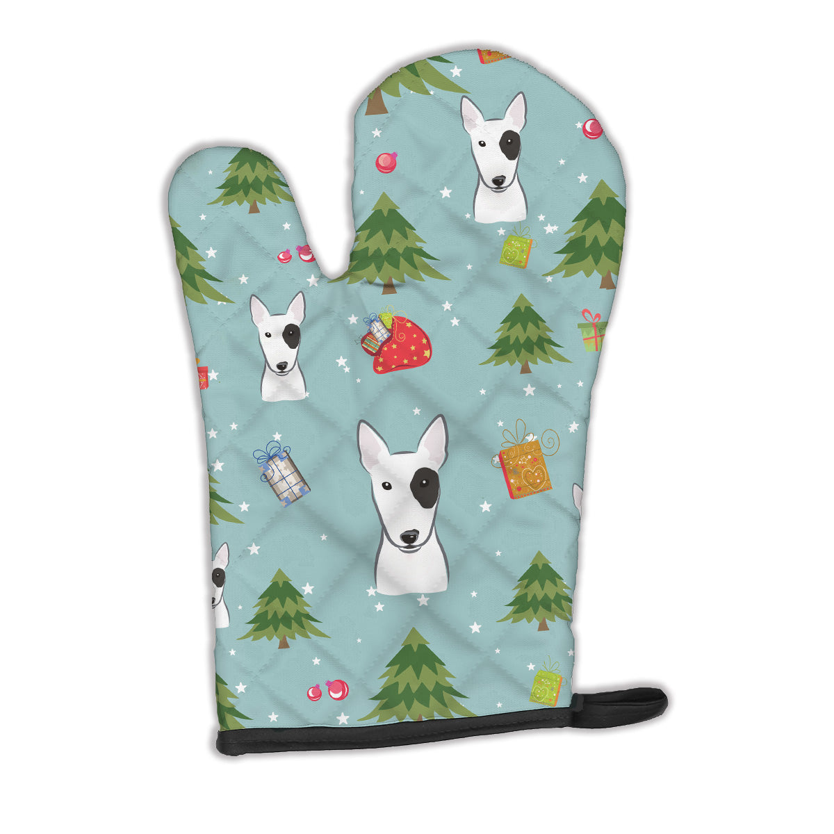 Christmas Bull Terrier Oven Mitt Heat Resistant Thick Oven Mitt for Hot Pans and Oven, Kitchen Mitt Protect Hands, Cooking Baking Glove