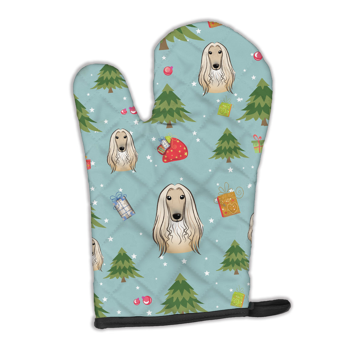 Christmas Afghan Hound Oven Mitt Heat Resistant Thick Oven Mitt for Hot Pans and Oven, Kitchen Mitt Protect Hands, Cooking Baking Glove