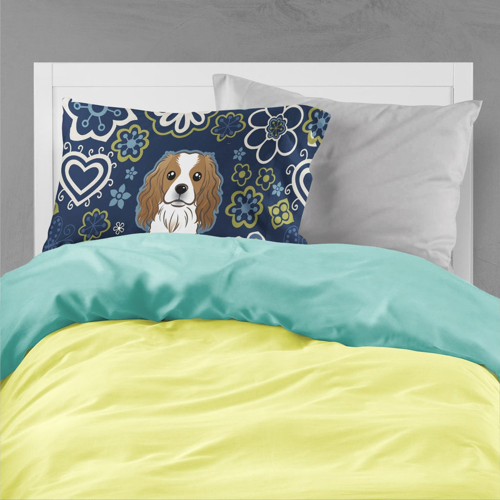 Blue Flowers Cavalier Spaniel Standard Pillowcase Lightweight Super Soft Easy Care Decorative Artwork Pillowcase, Standard