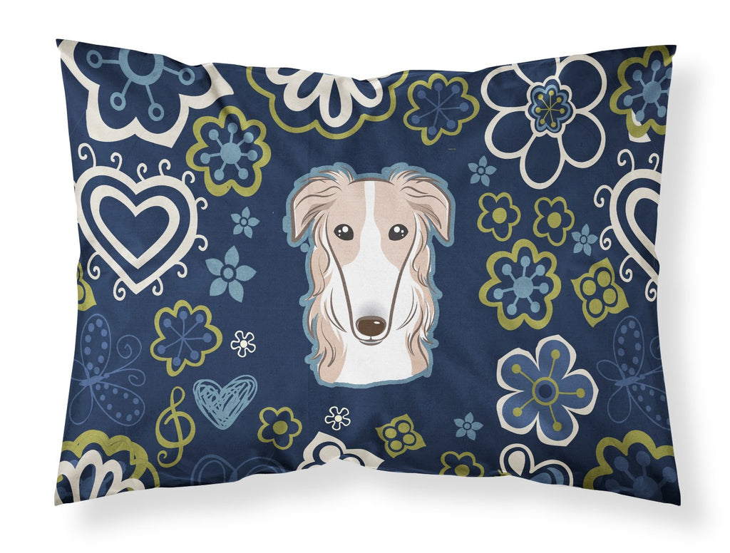 Blue Flowers Borzoi Standard Pillowcase Lightweight Super Soft Easy Care Decorative Artwork Pillowcase, Standard