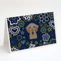 Blue Flowers Wirehaired Dachshund Greeting Cards Pack of 8 Blank Cards with Envelopes Whimsical A7 Size 5x7