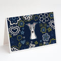 Blue Flowers Italian Greyhound Greeting Cards Pack of 8 Blank Cards with Envelopes Whimsical A7 Size 5x7