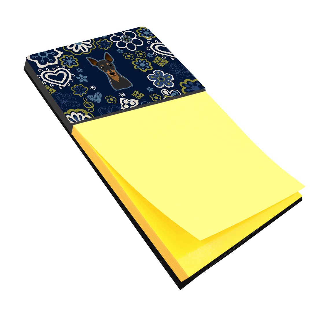 Blue Flowers Min Pin Watercolor Sticky Note Holder Refillable Dispenser Desk Accessory 3x3 Pad Gift