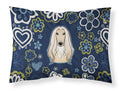 Blue Flowers Afghan Hound Standard Pillowcase Lightweight Super Soft Easy Care Decorative Artwork Pillowcase, Standard